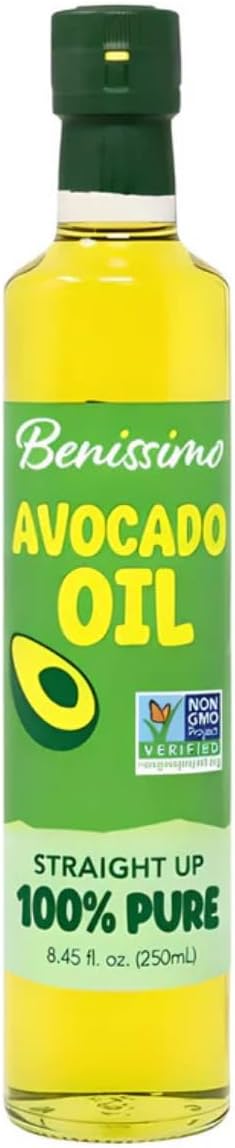 100% Pure Avocado Oil in Glass Bottle, Allergen-Free and Non-GMO, Premium Cold-Pressed Cooking Oil for Sautéing, Baking, Grilling, and Salad Dressings, 8.45 fl oz