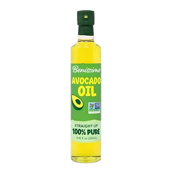 100% Pure Avocado Oil in Glass Bottle, Allergen-Free and Non-GMO, Premium Cold-Pressed Cooking Oil for Sauteing, Baking, Grilling, and Salad Dressings, 8.45 fl oz