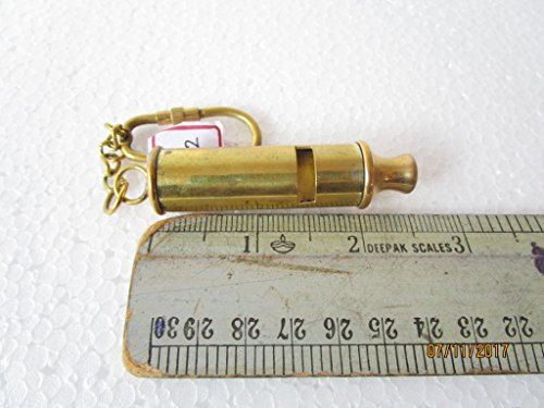Image of Brass POLICE WHISTLE Key Chain- Collectible Marine Nautical Key Ring from Brass Blessing (5039-42)