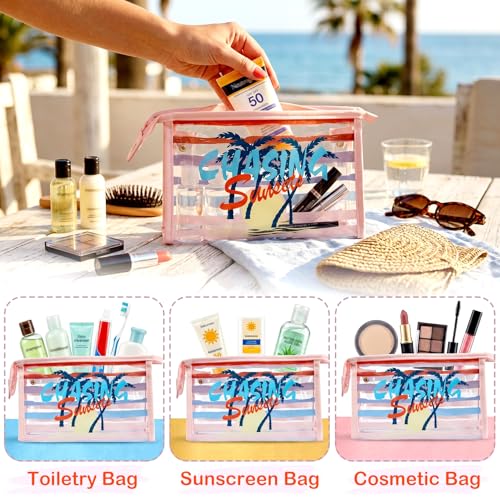 Image of COSHAYSOO Sunscreen Bag Clear Makeup Toiletry Pouch Beach Vacation Essentials for Women Teen Girls Trip Gifts Summer Pool Travel Must Have Accessories Waterproof Stuff
