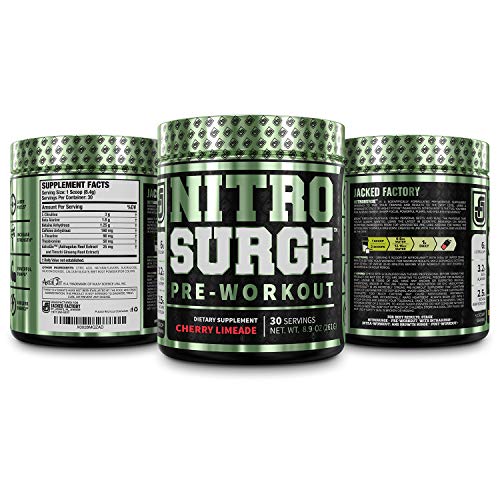 NITROSURGE Pre Workout Supplement - Endless Energy, Instant Strength Gains, Clear Focus, Intense Pumps - Nitric Oxide Booster & Preworkout Powder with Beta Alanine - 30 Servings, Cherry Limeade - Image 5