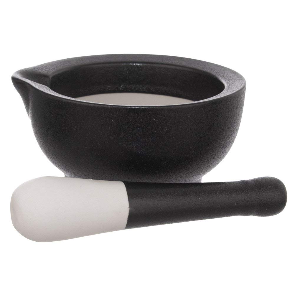 Mortaio Con Pestello In Porcellana Nera Orion – 12 Cm – Perfetto Per Spezie, Pesto E Curry Fatto In Casa – Lavabile In Lavastoviglie