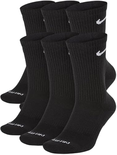 Nike Crew Socks (6 Pair) (US, Alpha, Large, Regular, Regular, Dri-Fit Black)