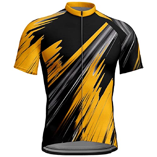 Comfortable gradient fashion trend tight-fitting summer cycling suit for men, shirt, teenagers, men, yellow, M