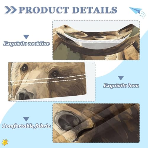 Boys Short Sleeve T-Shirts Bears Animal Real Rashguard Kids Swim Shirts Sun UPF 50+3