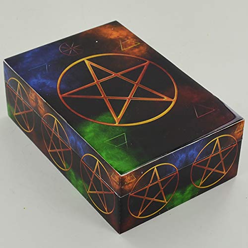 Prezents.com Aufbewahrungsbox aus Holz mit Pentagramm-Symbolen, mit Deckel, für Schmuck, Gothic, heidnisch, Fantasy-Geschenk Cover