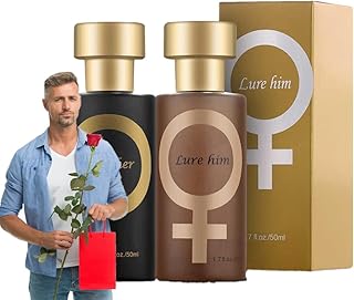 Golden Lure Pheromone Perfume, Lure Him Perfume for Men, Pheromone Cologne for Men Attract Women, Lure Her Romantic Pheromone Glitter Perfume for Women (for Him&her)