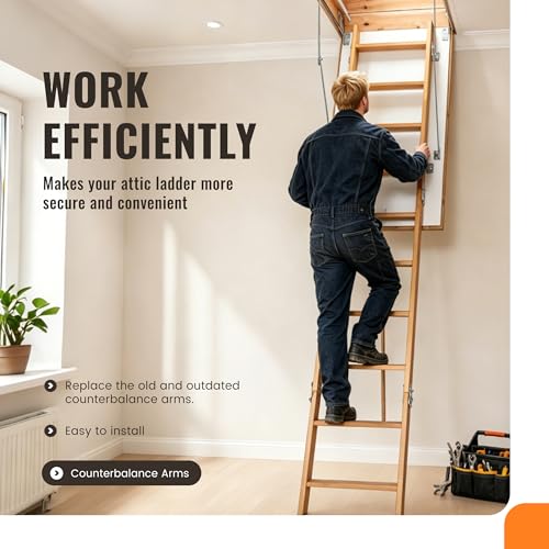 ECOTRIC 55-2 Replacement Attic Ladder Hinge Arms Compatible with 2010-UP Werner Mk 5, WU2210, W2208, W2210 Thick Zinc Attic Ladders Spreader- Pair by ECOTRIC - Used condition - Image 5