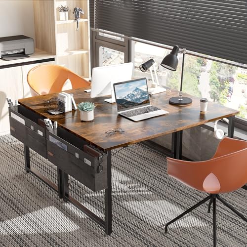 ODK Computer Desk 100 x 48 cm, Small Office Desk for Home Office with Storage Bag, Writing Study Desk for Small Spaces, PC Desks and Workstations, Easy Assembly, Vintage 5 ODK Computer Desk 100 x 48 cm, Small Office Desk for Home Office with Storage Bag, Writing Study Desk for Small Spaces, PC Desks and Workstations, Easy Assembly, Vintage - Image 5