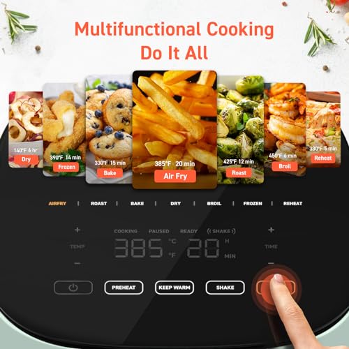 Image of COSORI Air Fryer Pro LE 5-Qt Airfryer, With 20PCS paper liners, 10 Functions that Dry, Bake, Roast &Preheat, Shake Reminder, Up to 450℉, 85% Oil less, Compact, 130+ Recipes, Dishwasher Safe, Green