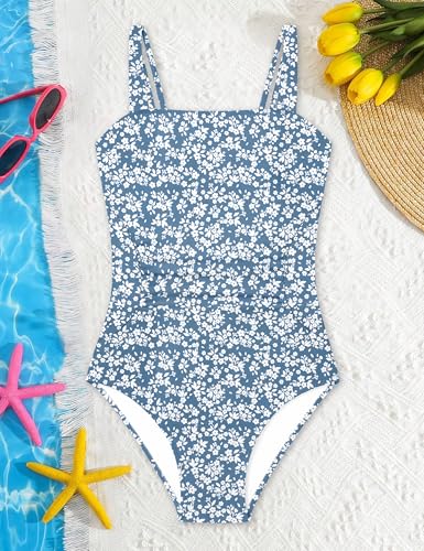Image of Girls One Piece Swimsuit Bow Back Girls Bathing Suit Adjustable Straps Quick Dry Girl Swimwear 9-16T Swim Suit