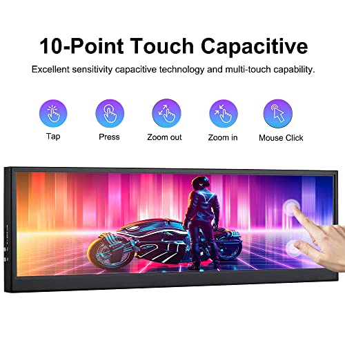 Wisecoco 12.6 Inch Secondary Screen Nv126B5M-N41 Fhd Ips Touch Second Screen Stretched Bar Lcd Display 1920X515 Mini Hdmi For Laptop Computer Health Speed Windows Aida64 Sub Cpu Gpu Display #TOP3