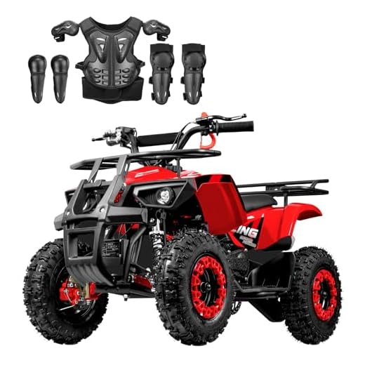 Kids 4 Wheeler 50cc Gas ATV Gas Powered Four Wheeler with Suspension Brakes Gear 10 Inch Tire 15 MPH, Red