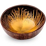 cocovibes Kokosnuss Schale AMBER inkl. Untersetzer/Snack Schale/Deko Schale für Schlüssel/Schmuck Schale/Servierschale/modern Splash gold schwarz