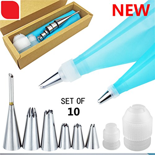 CHSEEO Boquillas para Manga Pastelera 10 Piezas Consejos de Pastelería Boquillas de Tuberías Boquillas de Repostería Decoración de Tartas, Pasta, Cupcakes, Galletas, Pasteles y Crema #2