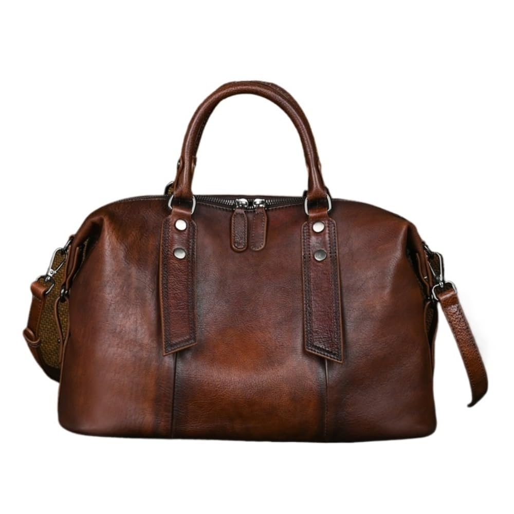 mmaili Minimalist Women's Vegetable-Tanned Leather Tote - Large Capacity Handheld & Crossbody Bag, Vintage for Travel & Business(Coffee)