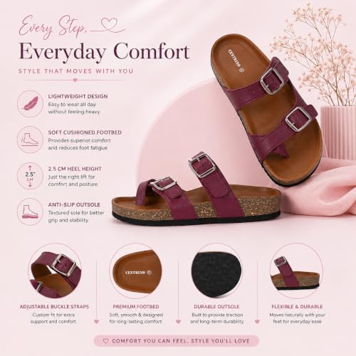 Image of Centrino Women's Berkin-Style Slip-On Sandals | Open Toe Design | Soft PU Footbed | Lightweight & Comfortable | Arch Support | On-Grip Sole | Casual Outdoor Wear (7693)
