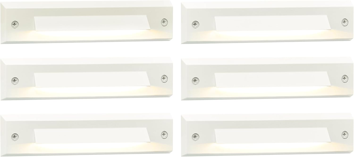 GKOLED 6-Pack Low Voltage 9-15V AC/DC LED Linear Step Lights, 2W Landscape Cutoff Stair Riser Light, Outdoor Waterproof Accent Lighting Fixtures, Die-cast Aluminum with Black Powder Coated Finish
