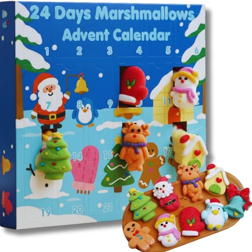 Marshmallow Advent Calendar 2025 Kids Girls Boys| Christmas Gifts for Kids Women Men| Children advent calendar 2025 | Unusual Unique Food Gifts Non Chocolate Christmas Calendars| Hot chocolate Toppers
