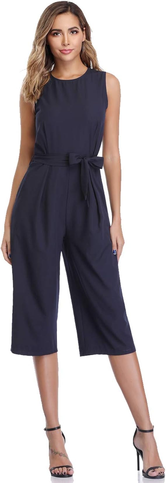 Dilgul Jumpsuit for Women Summer Baggy Romper Suit High Waist Belted