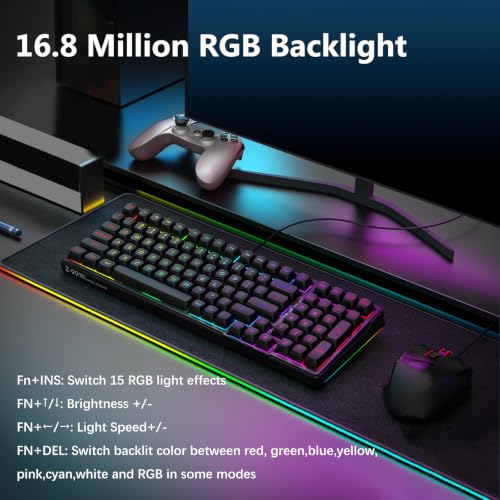 Image of HUO JI Z-99 Wired Mechanical Keyboard, Creamy Sound, RGB Backlit, Black