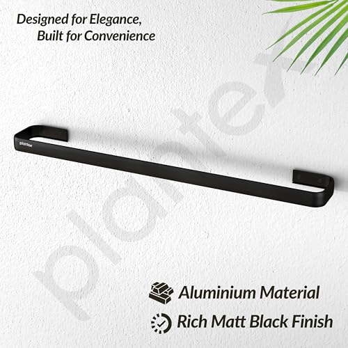 Image of Plantex Aluminium Towel Holder for Bathroom /24 inch Single Towel Rod /Towel Bar /Towel Hanger /Bathroom Accessories -Pack of 1 (1512, Black)