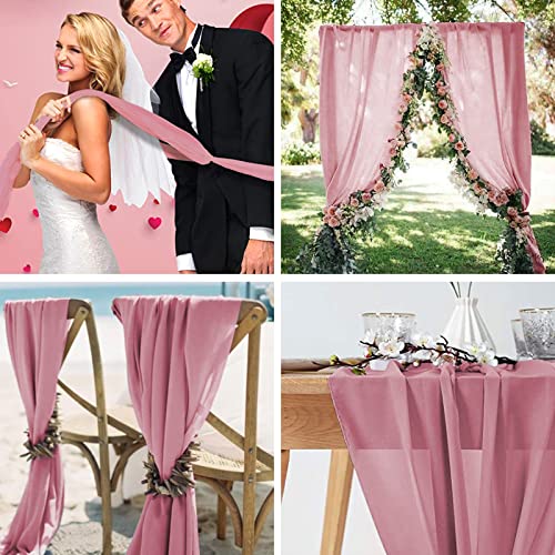 10 Pcs Chiffon Table Runner 10Ft -28X120 Inches Dusty Rose Sheer Chiffon Table Runner Chiffon Romantic Wedding Runner Overlays For Wedding Decor Birthday Party Bridal Baby Shower Table Decoration #TOP4