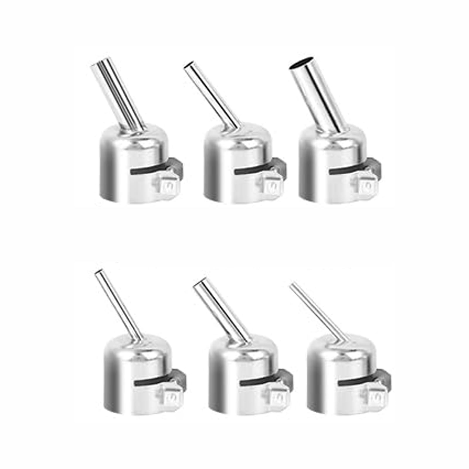 6 Pcs Angled Heat Gun Replacement Nozzles Aluminum Alloy Hot Air Soldering Station Attachments ID 3mm to 10mm