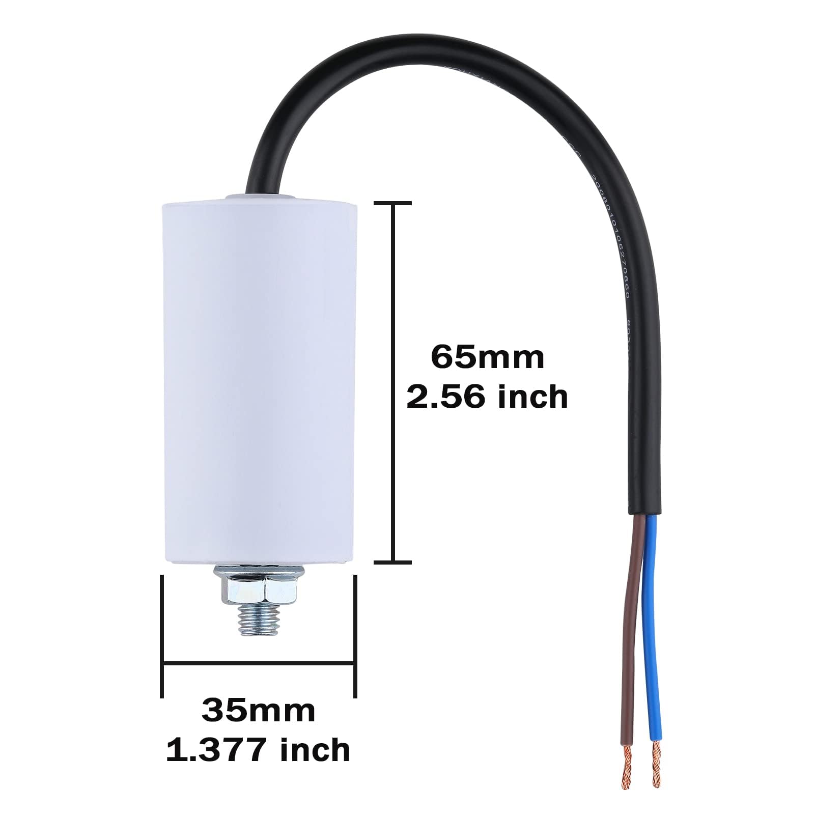 VEXUNGA CBB60 Condensatori 8uF 450V Condensatore Avviamento Motore Elettrico 8µF 450 Volt 35x65MM M8 Cavo di Collegamento