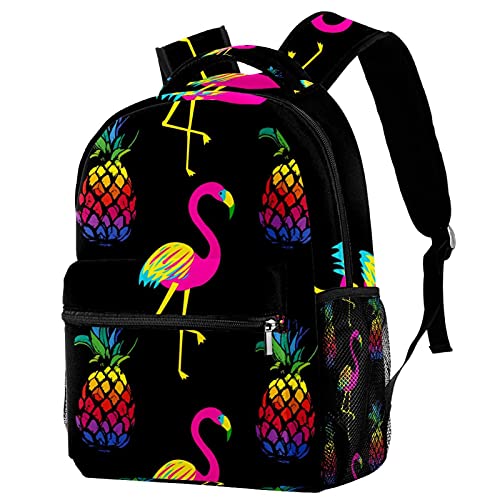 Grand sac à dos d'école dauphin et flamant rose multicolore pour garçon et fille