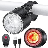 ONVIAN Super Bright USB Rechargeable Bike Lights for Night Riding, Wireless Remote...
