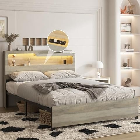 Fameill Queen Bed Frame with LED Lights Cover