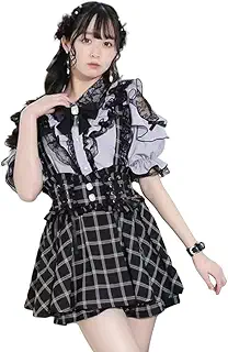 [EDREES] 地雷系 シャツ レディース 半袖 丸首 レース フリル ブラウス かわいい 森ガール トップス 蝶結び 取り外し可能 ロリータ系 おしゃれ 原宿系 着痩せ カジュアル 通勤 デート 春夏秋 服
