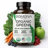 Pomona Wellness Super Greens Supplement, Full of Superfood Vitamins & Minerals, Fruits & Vegetable, Greens Powder for Bloating and Digestion, Gut Health, USDA Organic, Non-GMO, 120 Tablets
