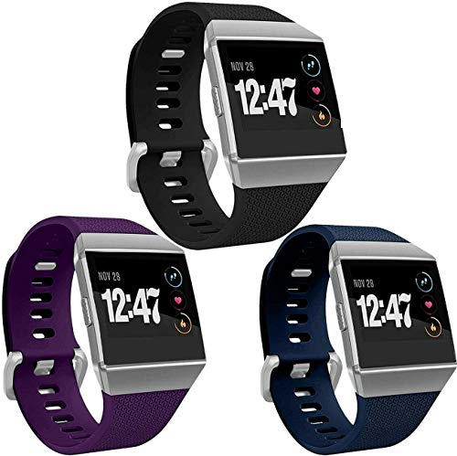 Bobo Correa de repuesto compatible con Fitbit Ionic, correa clásica de metal con hebilla de metal para mujeres y hombres (grande (6.7 a 8.1 pulgadas), paquete D (3 correas))