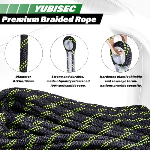 Image of Vertical Lifeline Assembly 25FT, Polyester Rope Harness Safety with Two Grab Snap Hooks Shock Absorber, Fall Protection Safety Rope for Roofing Work, ANSI Compliant