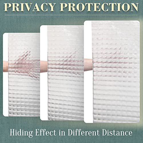 Image of No Hook Shower Curtain or Liner - 8G Heavy Duty Grid Bathroom Shower Curtain No Hooks Required, Waterproof Plastic & PVC Free, Standard Size 71 x 74, Square