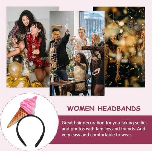 jojofuny Serre-tête pour femme - Crème glacée - En matériau léger - Pour fêtes et spa - Accessoire de cheveux doux et élastique pour le nettoyage du visage et la vie quotidienne – vue 6