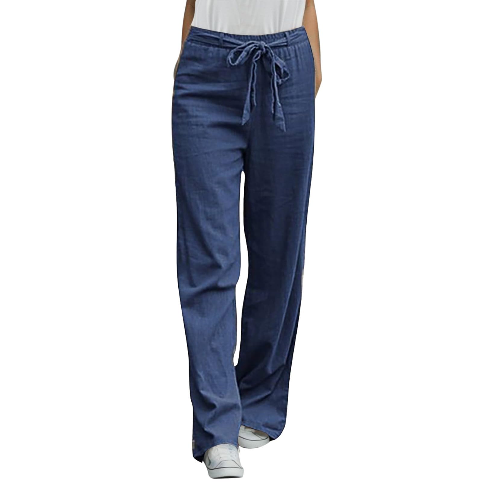 TARSE Pantaloni Capri A Palazzo In Lino Donna – Vita Alta, Gamba Larga, Tasche Laterali – Stile Boho Estivo