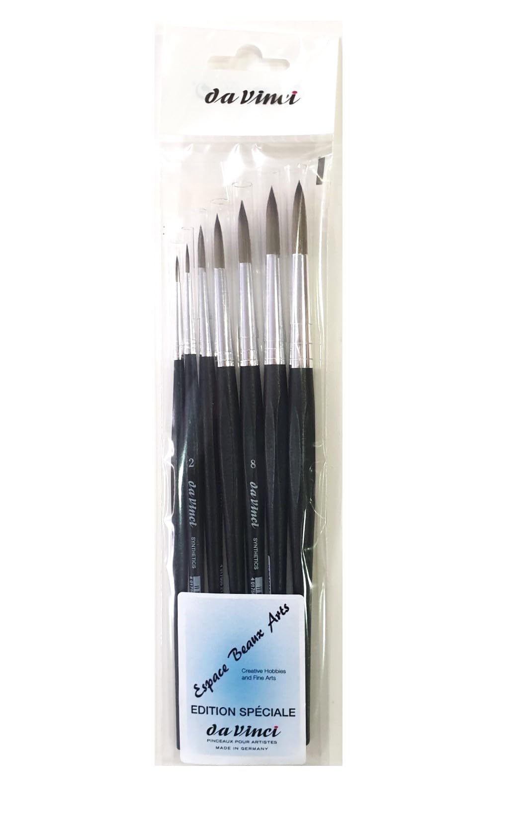 Da Vinci Serie 373 (3373) Set 7 Pinsel Rund Synthetik Grau 0,2,4,6,8,10,12 für Ölgemälde Acryl Gouache und Aquarell