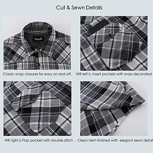 Men's Western Flannel Casual Shirt Two Pocket Long Sleeve Snap Shirt3