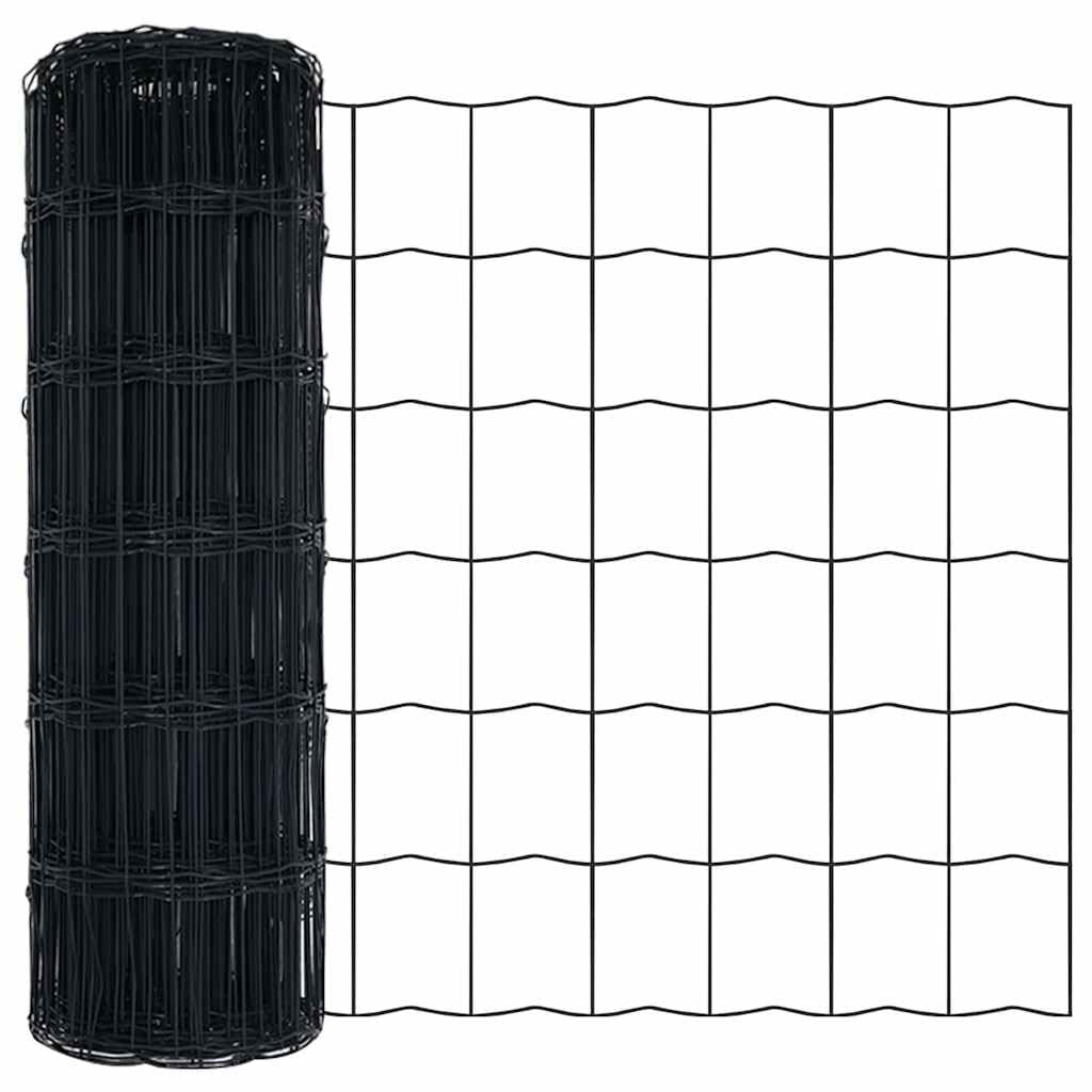 Euro Fence Grey 0.4 x 10 m PVC-Coated Iron Garden Fencing Panel, Modern Decorative Outdoor Privacy Screen, Stain & Water Resistant, Robust Metal Fence for Terrace, Yard, and Landscape Partitioning