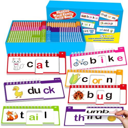 40 Read and Rhyme Flip Books Phonics Word Family Build Book Learn to Read Phonics Flash Cards Sight Words Flash Cards Kindergarten Reading Books Flip Book Word Games for Preschool Learning Activities