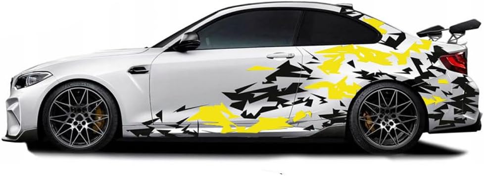Camouflage Lightning Car Decal Camo Stripe Car Side Stickers Decals Vinyl Wrap Camo Print Decals(Yellow) Lighting Yellow Sticker-2
