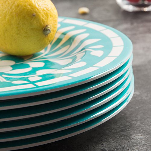 Teal Dinnerware Set - Melamine 12 Piece Dinner Dishes Set for Camping Use, Lightweight