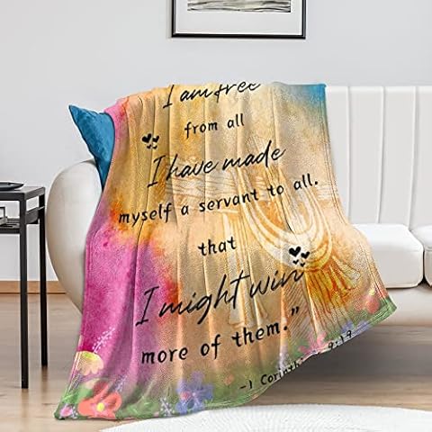 Christian Blanket with Inspirational Thoughts and Prayers- Religious Throw Blanket Inspirational Bible Verse Blankets Soft Lightweight Blankets for Women Men Gift 60"X 50" Cover