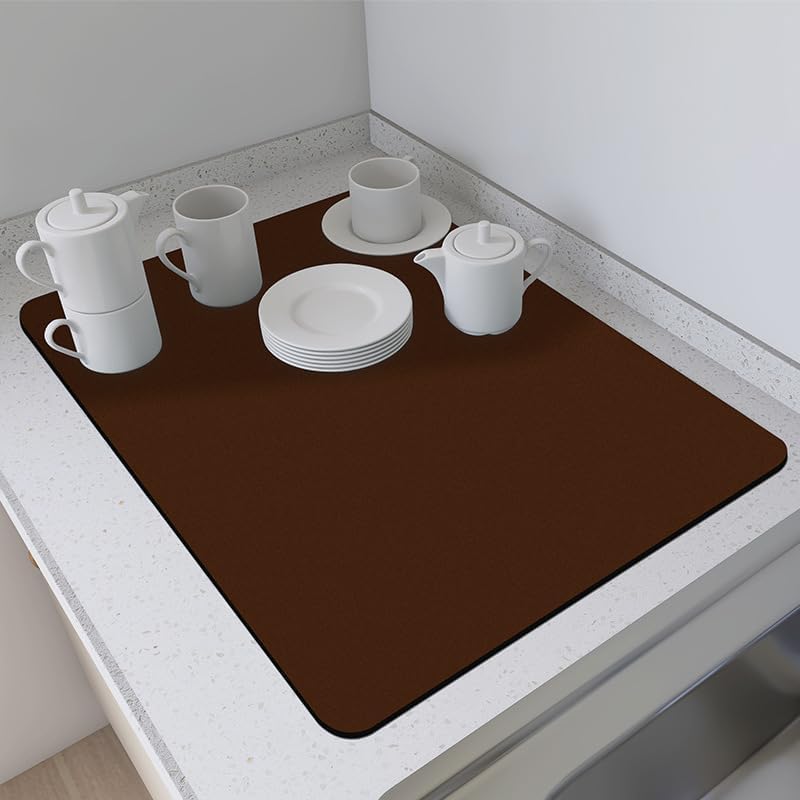 Drain mat Kitchen bar cup bowl plate non-slip mat tea table wash table heat insulation mat (7.87*11.81in, Dark blue)