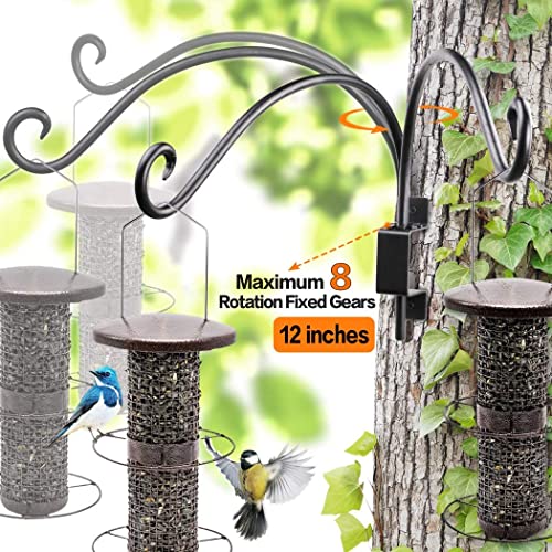 Image of AJART Bird Feeder Hangers Outdoor: 12-Inch Swivel Hanging Plant Bracket for Wall Mount - Swivel Plant Hook for Flower Basket