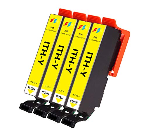 EPSON インクカートリッジ ITH-6CL エプソンITH互換ITH-Y イエロー 4本セット 増量版 対応機種:EP-710A EP-709A EP-711A EP-810AW EP-810AB EP-811AW EP-811AB 残量表示ICチップ付
