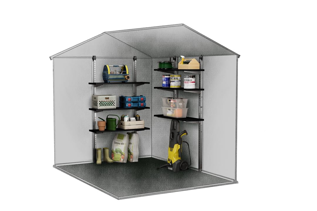Keter Regalbausatz 70 für 1 Regal mit DREI 70 cm Langen Böden für alle Keter Gerätehäuser (außer Factor Serie), je Regal bis 30kg belastbar, metallverstärkt, modular und flexibel